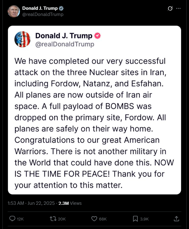 2025 06 22 TS Trump Iran