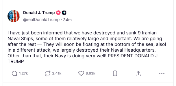 2026 03 01 TS Trump Iran Naval fleet