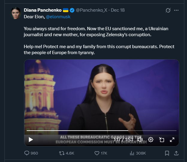 2025 12 18 X Diana Panchenco EU Santioned