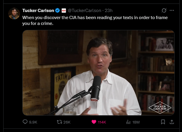2026 03 15 X Tucker Carlson CIA